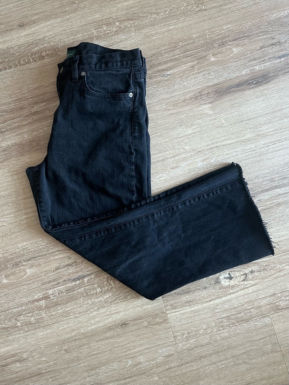 Ralph Lauren Black Straight-Leg Jeans - Sz10 - Crop, Raw Hem, Washed Black